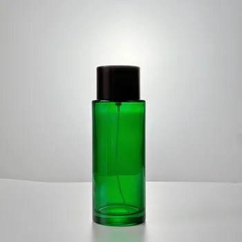 Manufacture Cosmetic Luxury Round Transparent Empty Glass Crimp Perfume Bottle 250ml With Black Lid