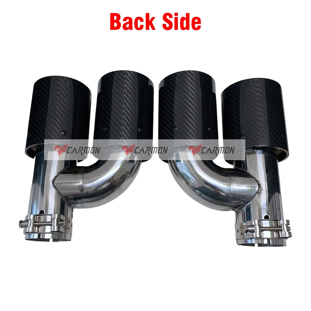 H Style Dual Pipe Gloss Carbon Fiber Gold Stainless Steel Exhaust End