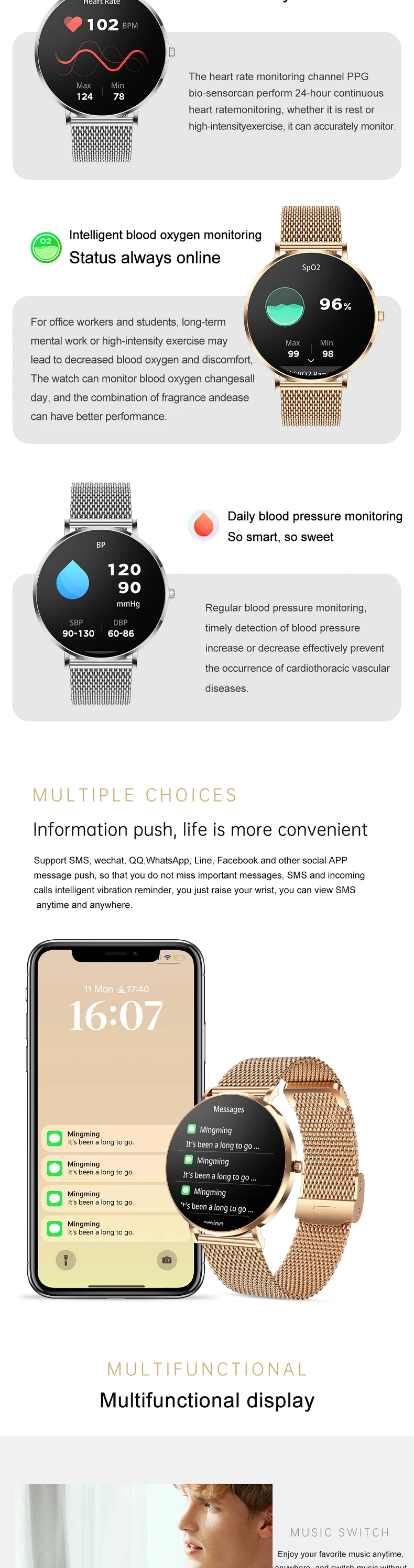 T8 Pro Smart Watch for Women - Ultra Thin &amp; Fashionable
