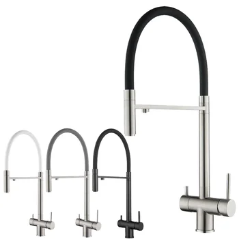 Contemporary All-Copper Three-in-One Faucet Gun Gray Kitchen Sink Faucet Single Handle Zinc Alloy Hot Cold Water Direct Drinking