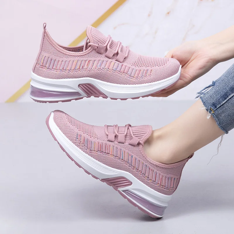 Women's Sport Shoes Factory Price Suka Hot Sale Breathable Cheap Fly Knit Flats Fashion Sneakers Women's Casual Shoes - Zapatos Canvas Shoes Vulcanized Casual Shoes Yiwu Shoes Zapatos Deportivos De