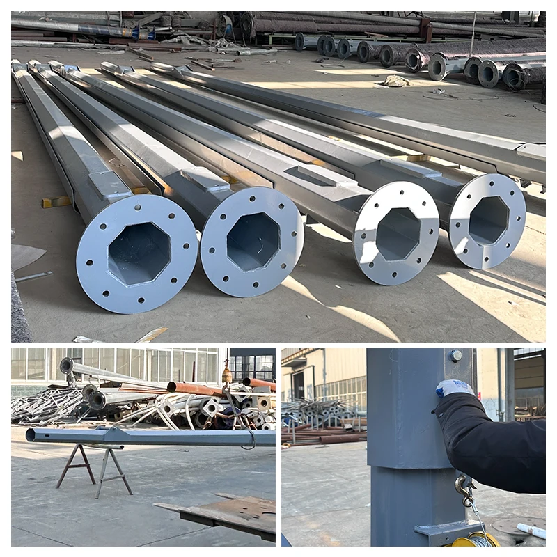 Factory Customization 6m 8m 9m 10m Round Tapered Mid Hinged Galvanized Steel Lamp Pole Outdoor Folding Solar Street Light Pole
