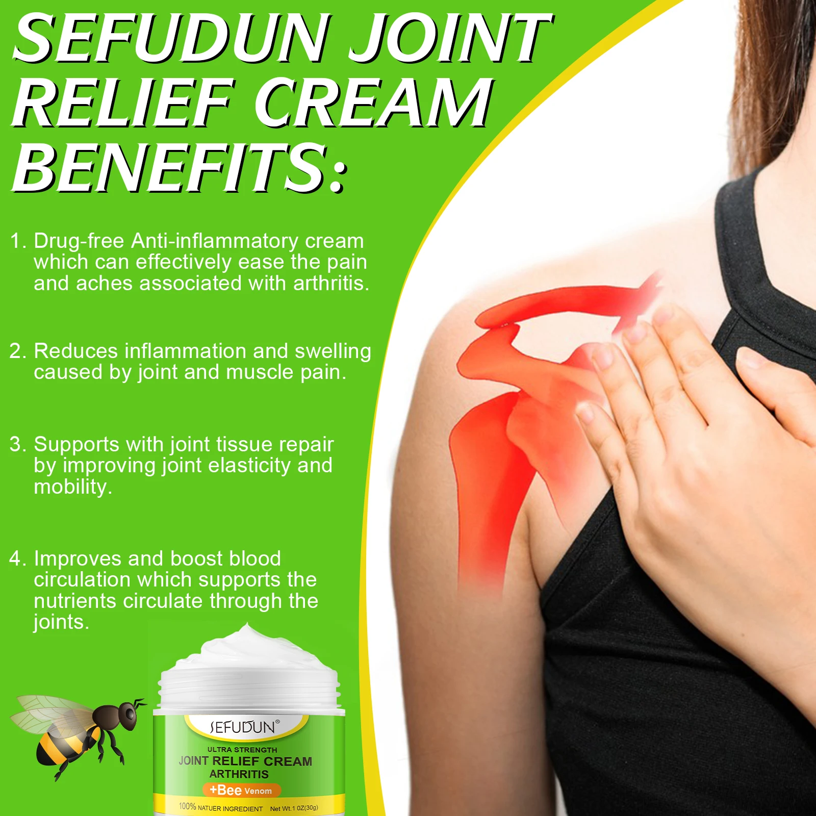 Sefudun Vitamin K2 Bee Venom Fast Acting Massage Deep Gout Neck