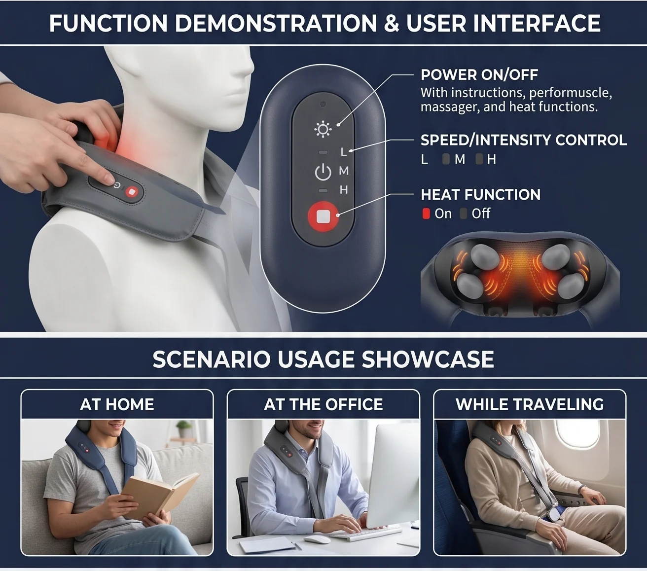 Factory Wholesale New Product 3D Shiatsu Neck and Shoulder Massage Machine with Kneading Technology