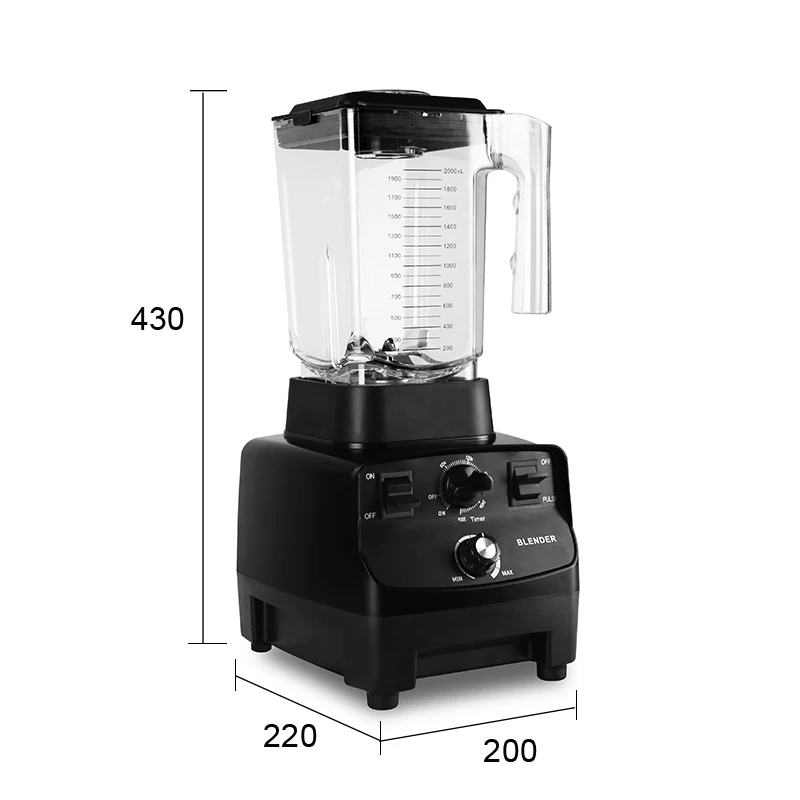 2L Large Capacity Food Processors Powerful 1500W High Speed Ice Smoothie Commercial Blender