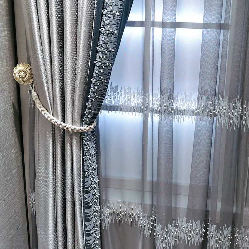 Light Luxury French Silver Luxury Curtain Model Room Curtain - Buy ...