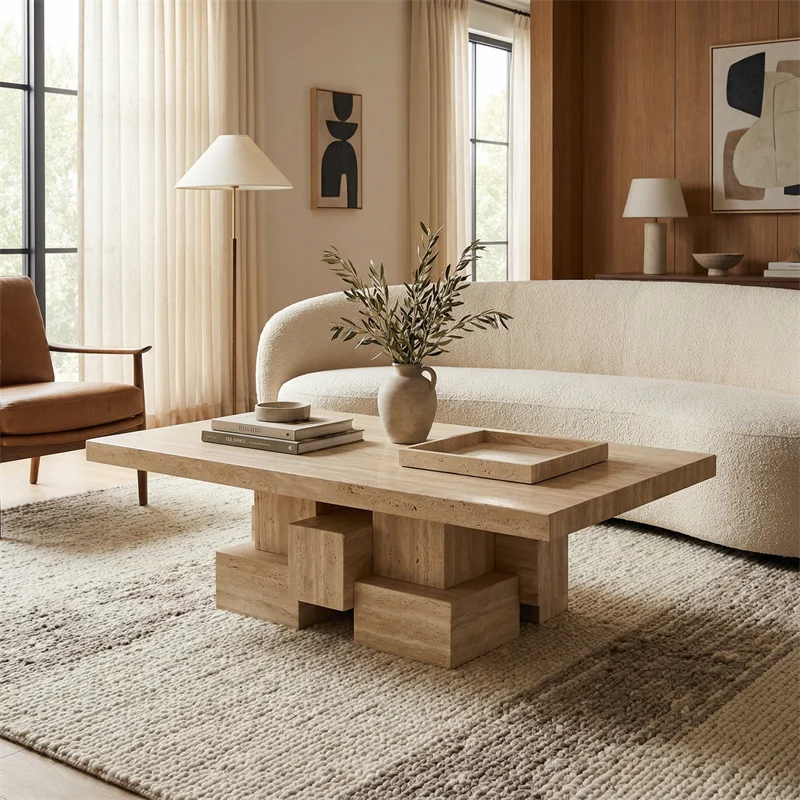 product natural travertine modern convertible durable coffee table for living room-4