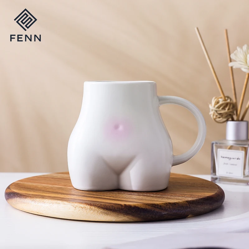 FENN Stylish Body Shaped Artistic Design Wholesale Ceramic Mug Custom Porcelain Dinnerware Matte White Mug Personalized for Gift