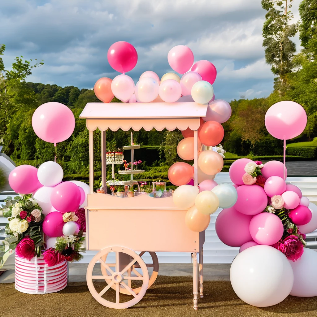 PVC Flower Cart Display Stand With Wheels for Wedding Garden Event Christmas Easter Graduation Market Decoration Use