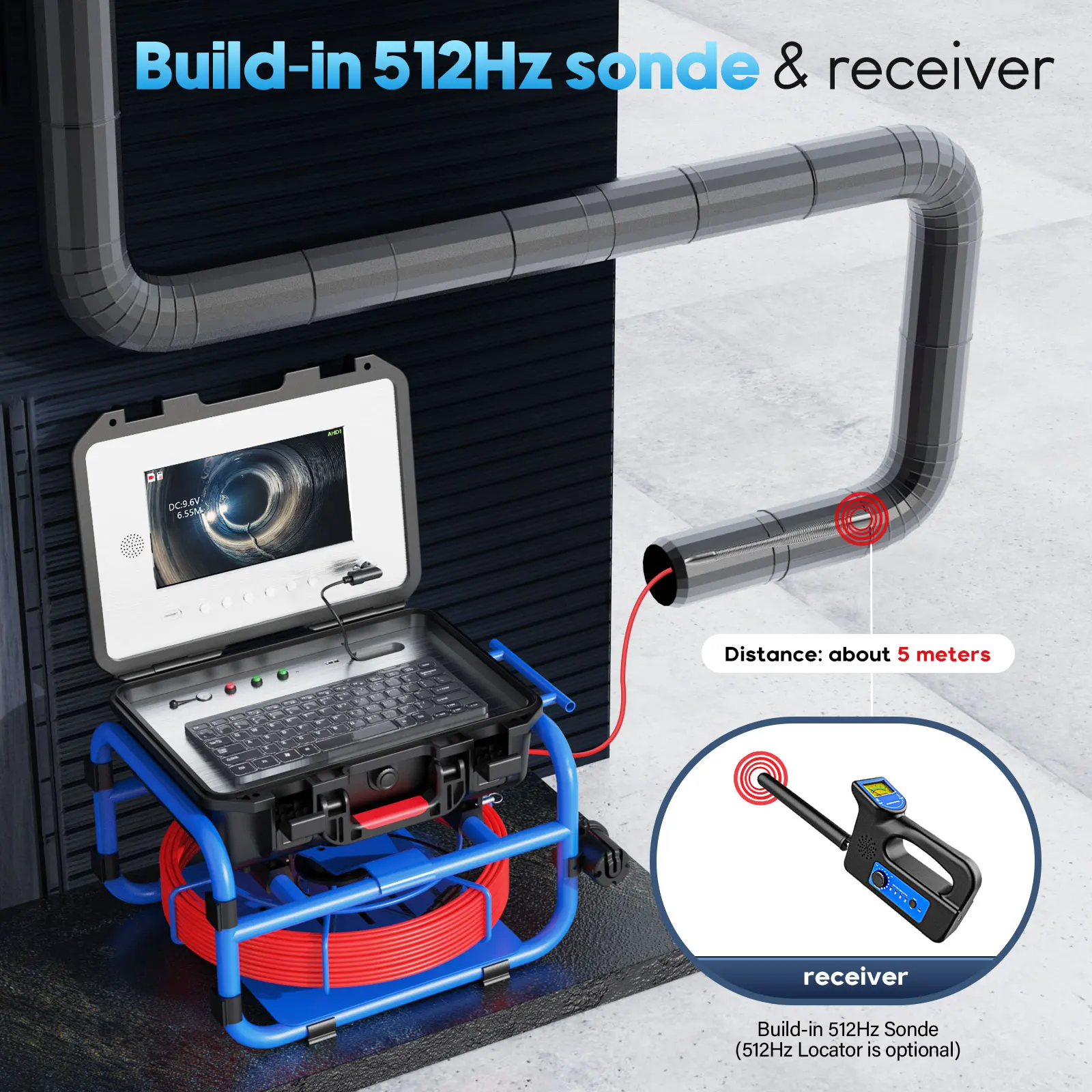 Caméra D'inspection Pour Canalisations 10" Avec Localisateur 512Hz - Neuf Auto-nivelante