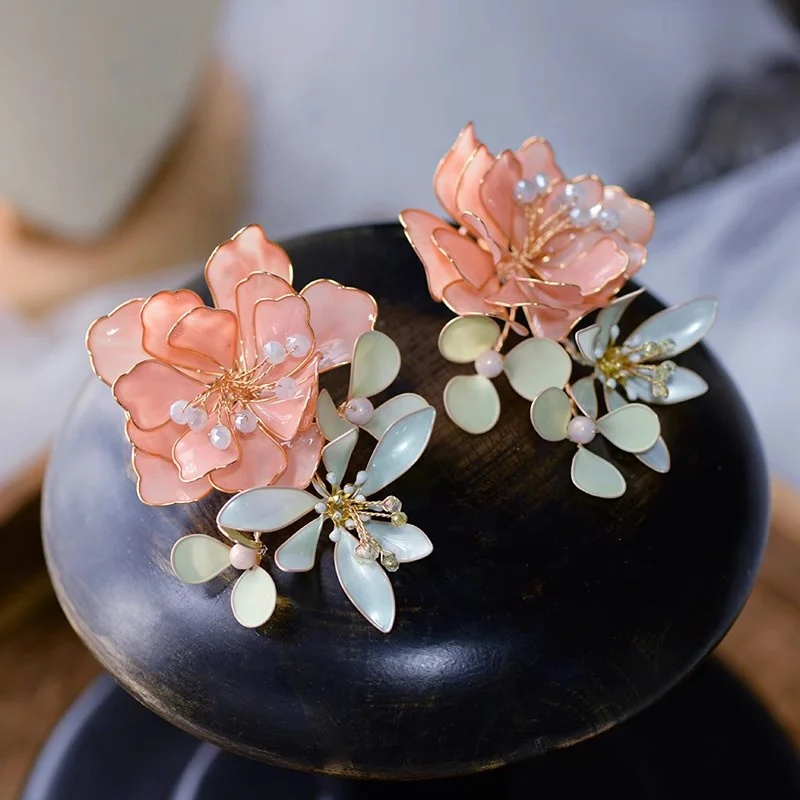 Peach Dangle Earrngs Matte Gold Textured Swrly Flgree | Etsy Peach Dangle Earrngs Matte Gold Textured Swrly Flgree | Etsy