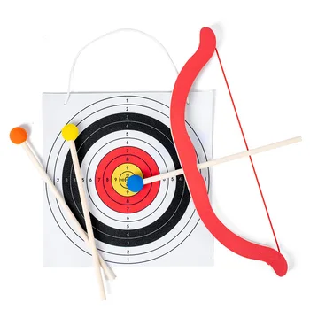 Danniqite Children's Bow and Arrow Toy Parent-Child Interactive Wooden Shooting Game Bow and Arrow Set