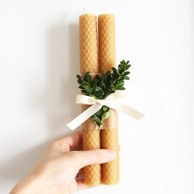 Beeswax Gifts 100% Beeswax Candles Hand-Rolled Pillar Candles 
