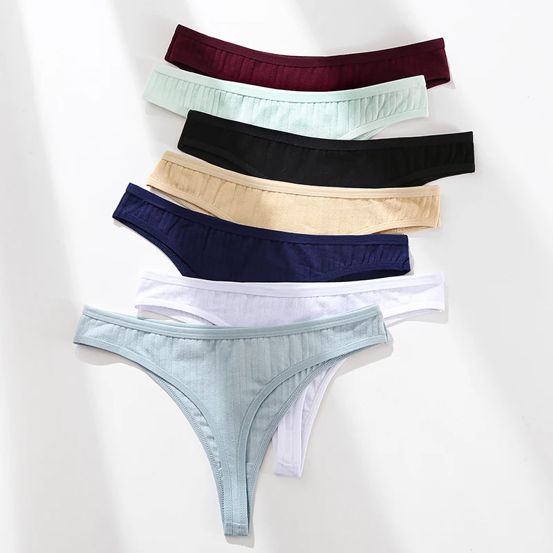 Finetoo 2Pcs Sexy Bikini Thongs Cotton Low Waisted Women Underwear