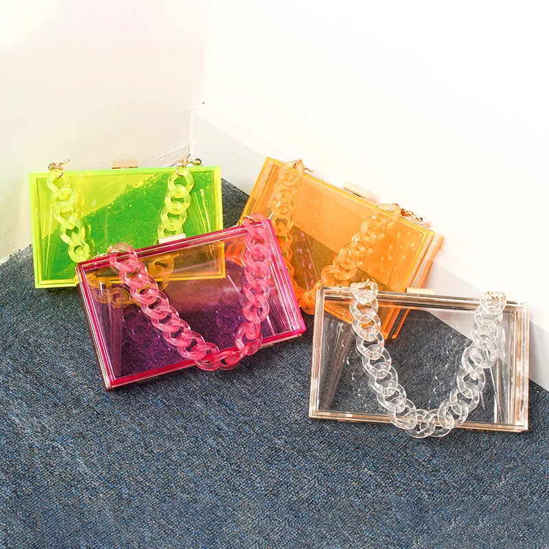 Wholesale wholesale trendy party acrylic transparent bag acrylic Colorful  evening bag clear box clutch From m.