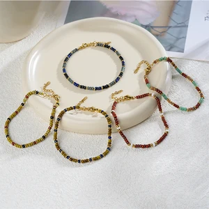 Small Ball Crystal Beads Chain Link Girls Bracelet Fashion Multi-color Boudoir Jewelry Waterproof Stainless Steel Hand Jewelry