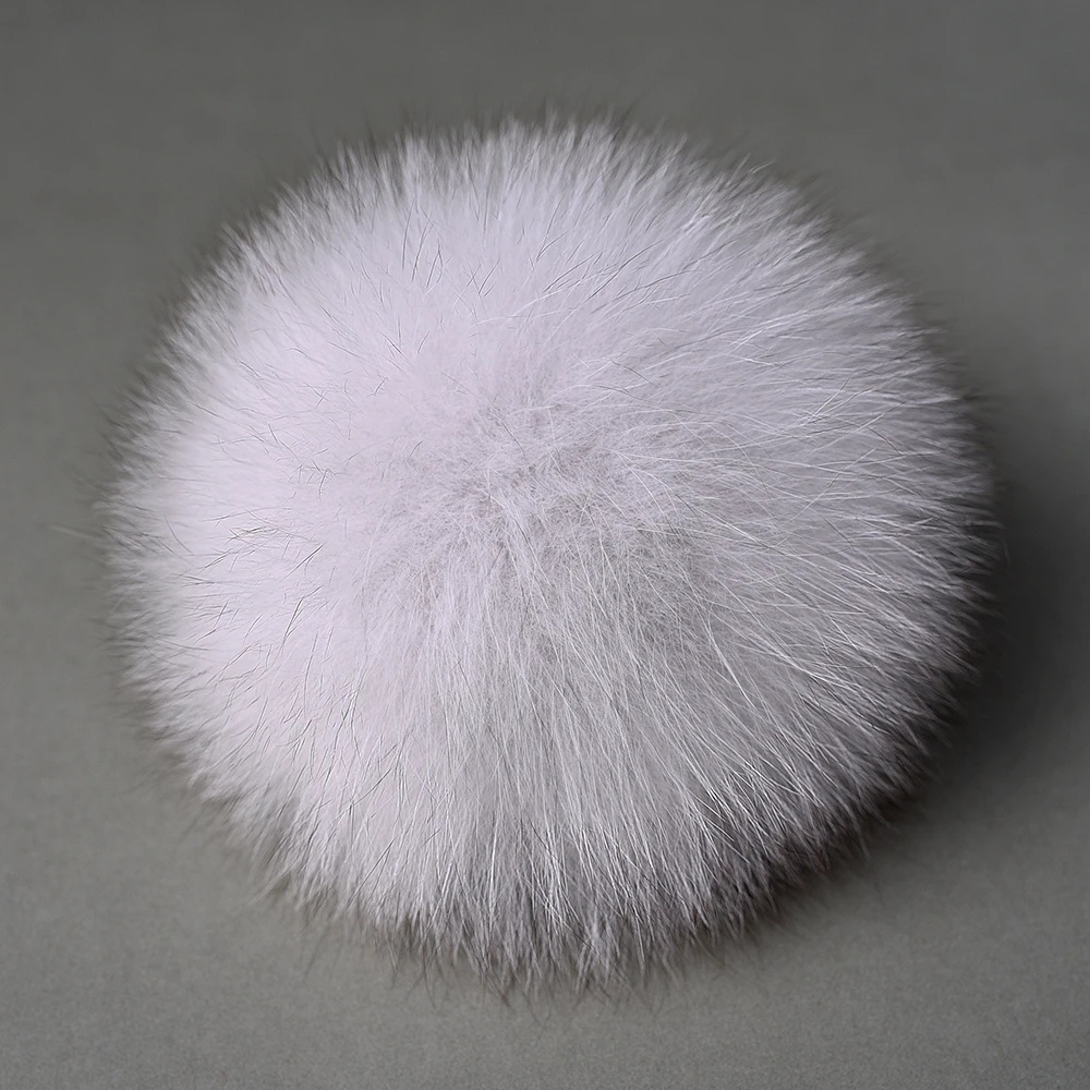 KAZUFUR High Quality 8-15cm Real Fox Fur Pom Poms Snap For Beanie Hats