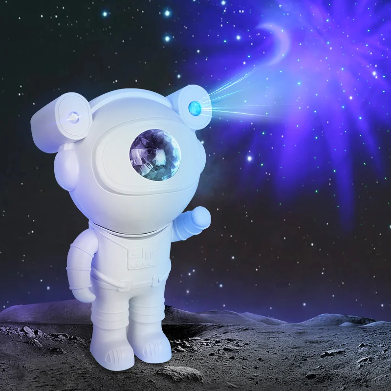 Figurine Astronaute Avec Guitare Et Projecteur LED étoiles - Décoration Lumineuse, Neuf Sur Batterie