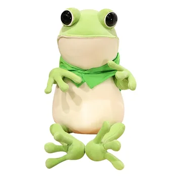 Cute New Unisex Frog Plush Toy Soft Stuffed Doll for Children's Birthday LED Features PP Cotton Filling Costume Size