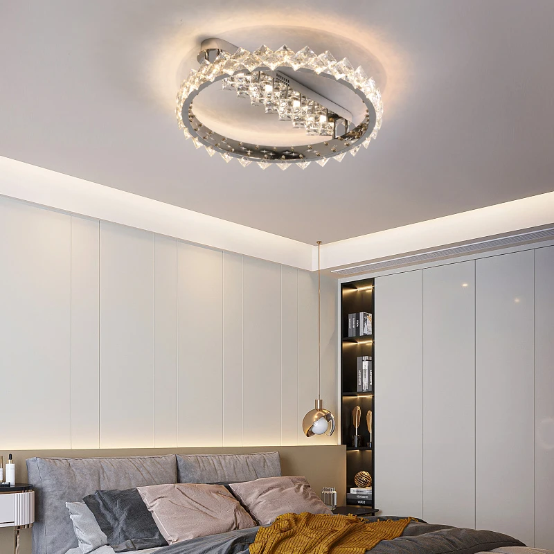 Creative Two Circle Around Living Room Bedroom Luxury Modern Crystal Led Ceiling Lights