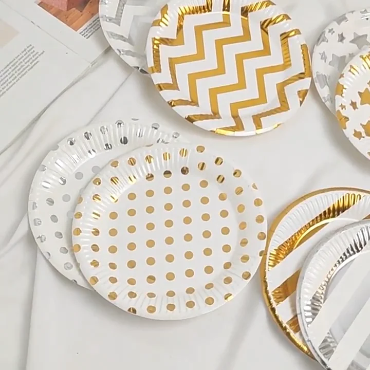 Custom Printed Disposable Decorative Party Paper Dinner Color Plate Set