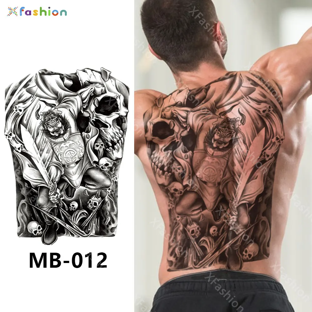 2 Adesivi Per Tatuaggi Temporanei A Base Di Erbe Con Schiena Intera. Adesivi Personalizzati Semipermanenti Per Tatuaggi Di Draghi Grandi Da Uomo - Foto 2