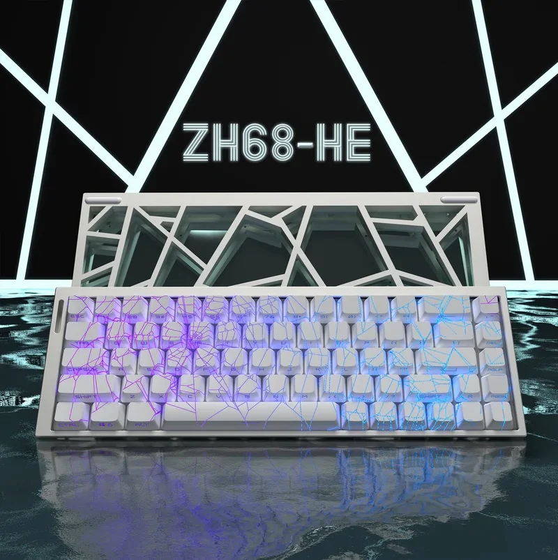 2025 NEW Zornher ZH68-HE 68 Keys CNC Mechanical Keyboard, White