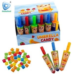 Wholesale Umbrella Shape Colored Crayon Toy With Bubble Gum Candy
