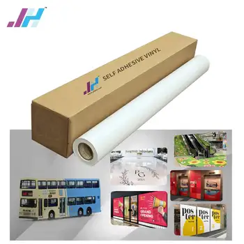 CMYK full color wholesale glossy matte Eco Solvent printable white 120g PVC Self Adhesive Vinyl roll sticker material factory
