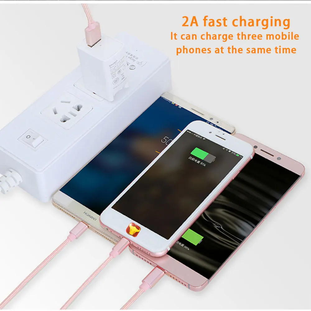 3 в 1 быстрое зарядное устройство для мобильного телефона 1 м нейлоновый кабель USB для micro/IOS / Type C