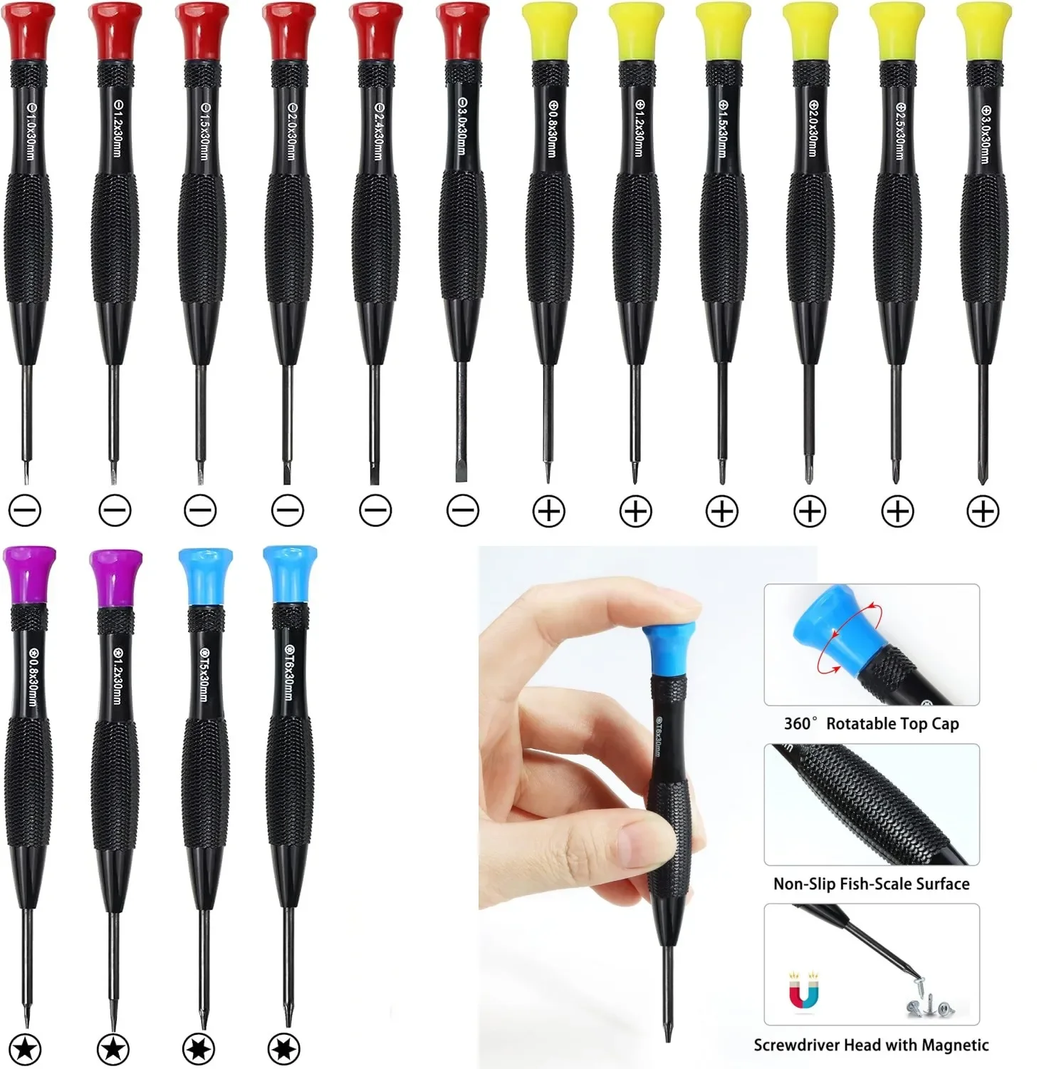 Mini Magnetic Screwdrivers With Flathead Phillips Screwdrivers ...