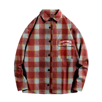 custom private label 100% cotton long sleeve flannel shirt mens plaid flannel shirts