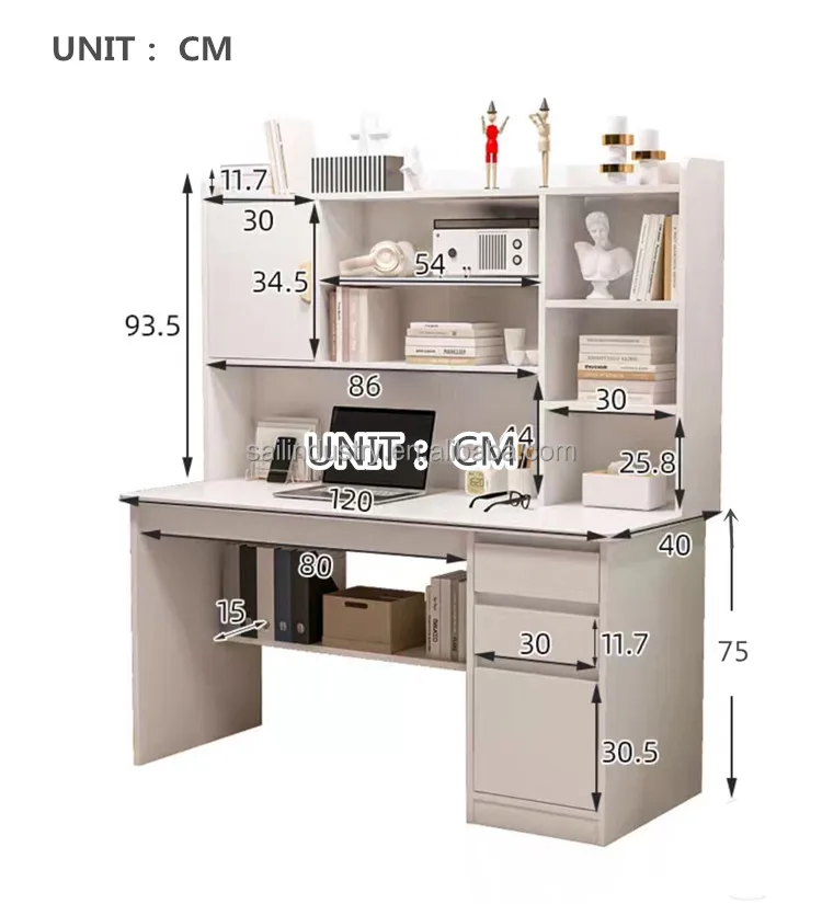 Modern Study Office Computer Desk With Storage Shelves Drawer Buy