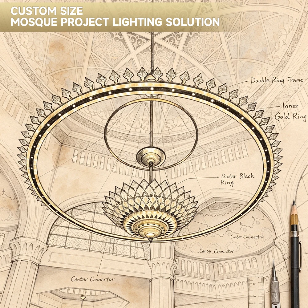 cpl-010 Bespoke Grand Mosque Chandelier – Oversized Islamic LED Lighting for Masjid Prayer Hall & Palace