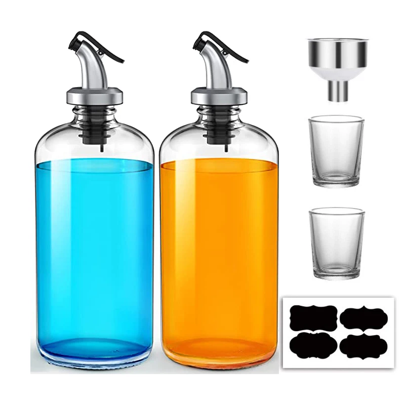 16oz Glass Mouthwash Dispenser Clear Glass Mouthwash Container For Bathroom Mouthwash Bottle