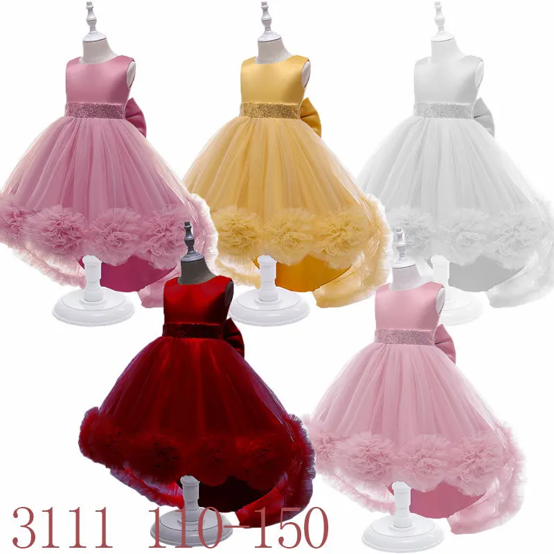 Stylish Back with Big Bow Party Dress on Back for Baby Girls
