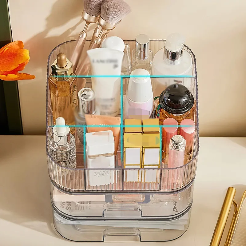Choice Fun Cosmetic Beauty Make up Organizer Multi-Function Bathroom Makeup Organizer Storage Case for Vanity With Drawers