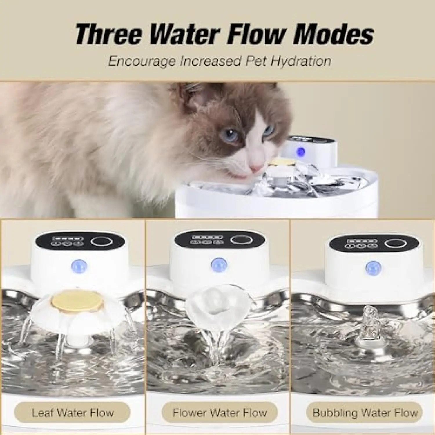 Fontaine à Eau Rechargeable Pour Chat En Acier Inoxydable - Grand Réservoir, Silencieuse - Encourage à Boire, Facile à Nettoyer