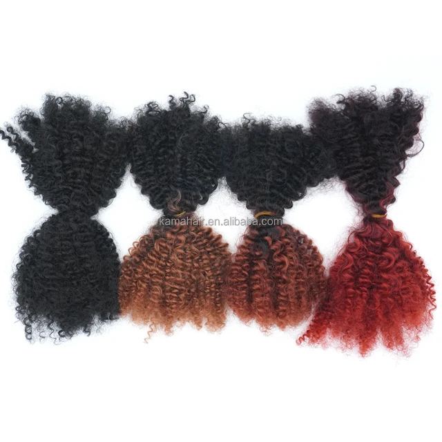 KAMA Wholesale 4A 4B 4C Kinky Curl Mixed Human and Synthetic Hair Bulk Bundle for Braiding and Twisting