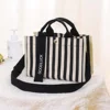 bolso tote de lona a rayas negras