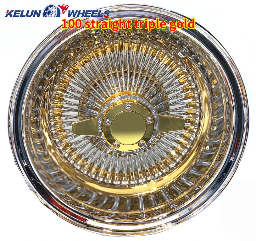 Dayton 13x7 Triple Gold Wire Wheels for Classic Cars - Durable