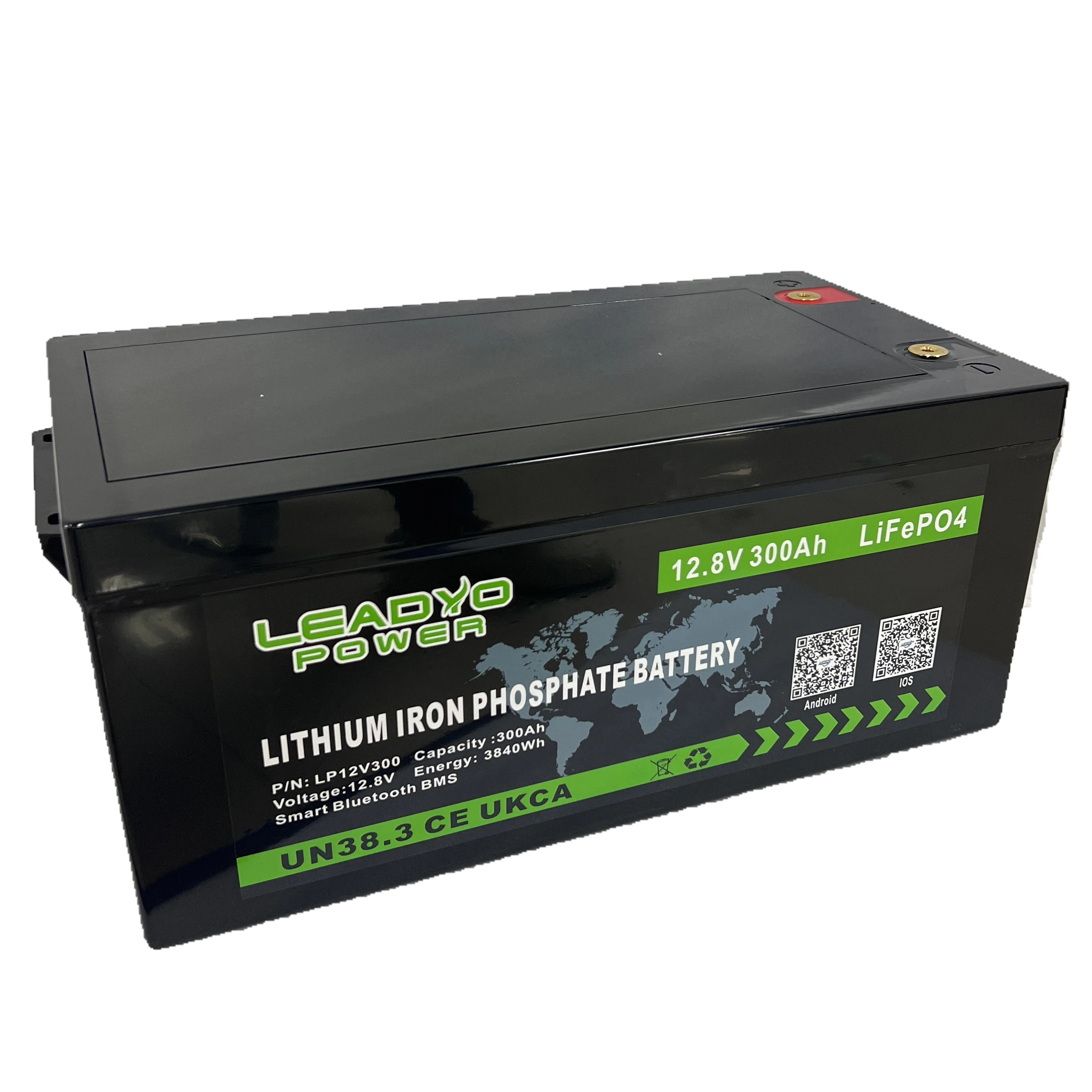 Lithium Rechargeable Deep Cycle 3.84Kwh 12V 300Ah RV LiFePO4 Battery Pack