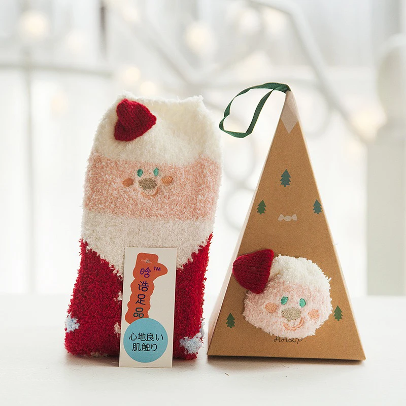 product new trending kraft paper printing ribbon customized christmas day triangle folding gift box for socks-7