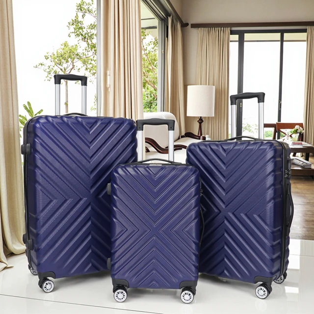 Custom Modern 3pcs Set-20\" 24\" 28\" ABS Luggage for Men Soft Waterproof Zipper Airport Trolley Bag Polyester for Holiday Use
