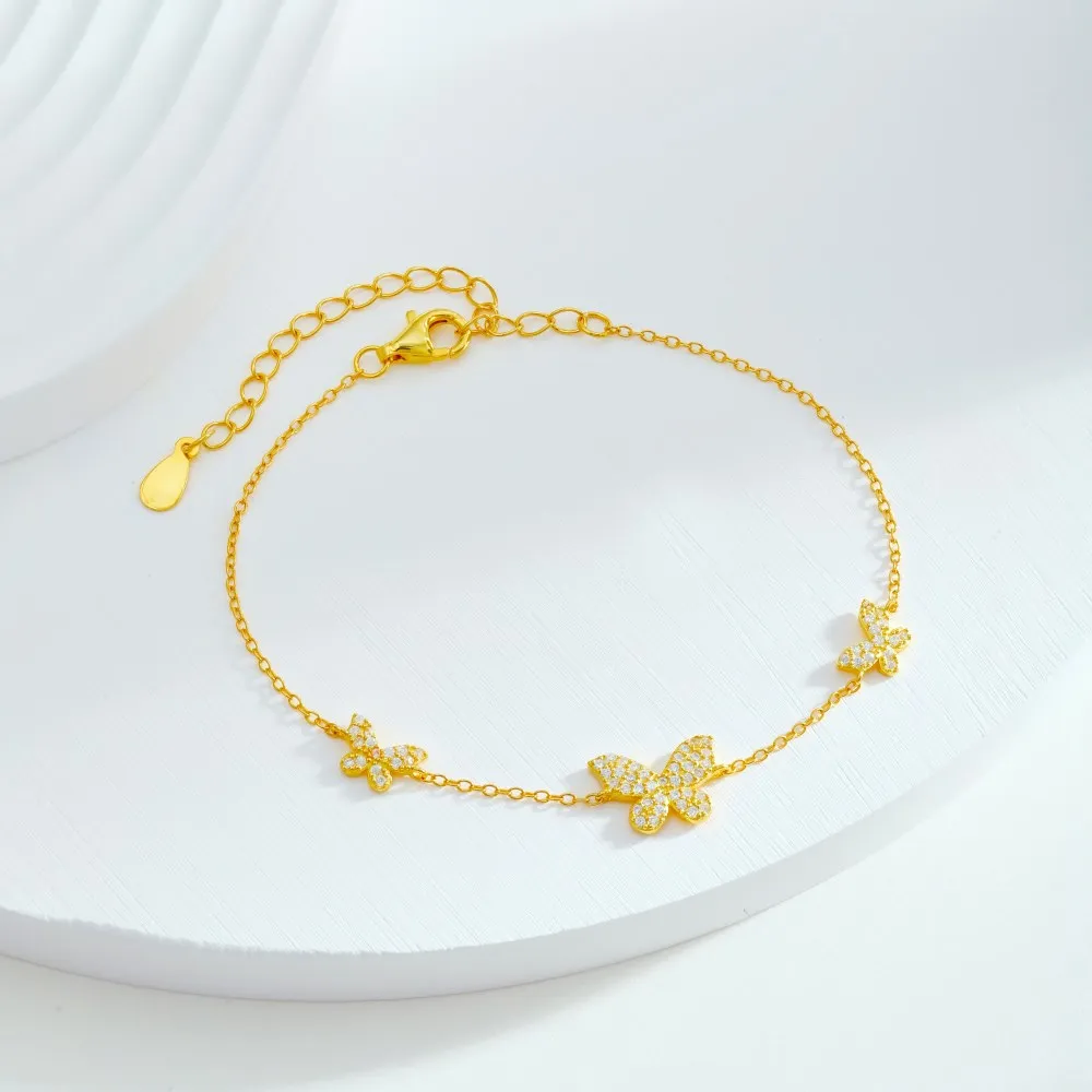 KAKODIY Fashion jewelry 925 Sterling Silver adjustable charm tennis bracelet for women 18K gold plated butterfly bracelet detail 3