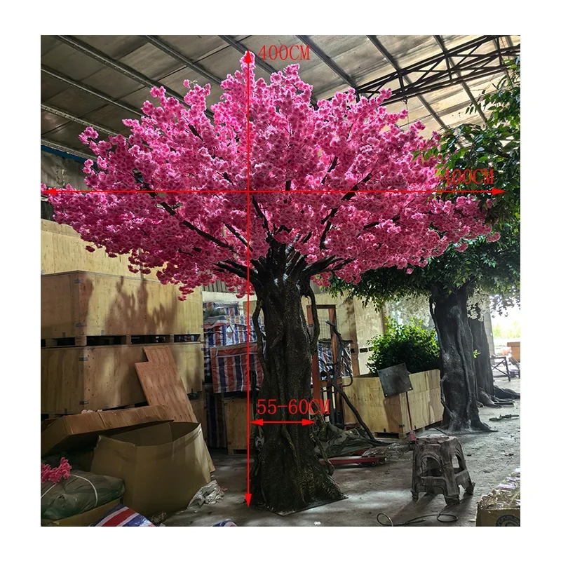 Eco-Friendly Large 400cm Artificial Cherry Blossom Tree High Realistic  Indoor Sakura Natural Touch Fiberglass Wedding