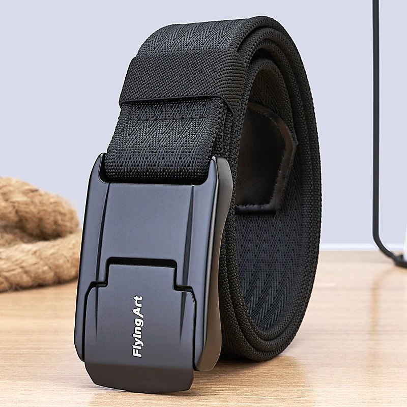 Outdoor aluminum Alloy field survival tactical elastic leather Tail Belt Nylon adjustable Quick release Military Tactical Belt