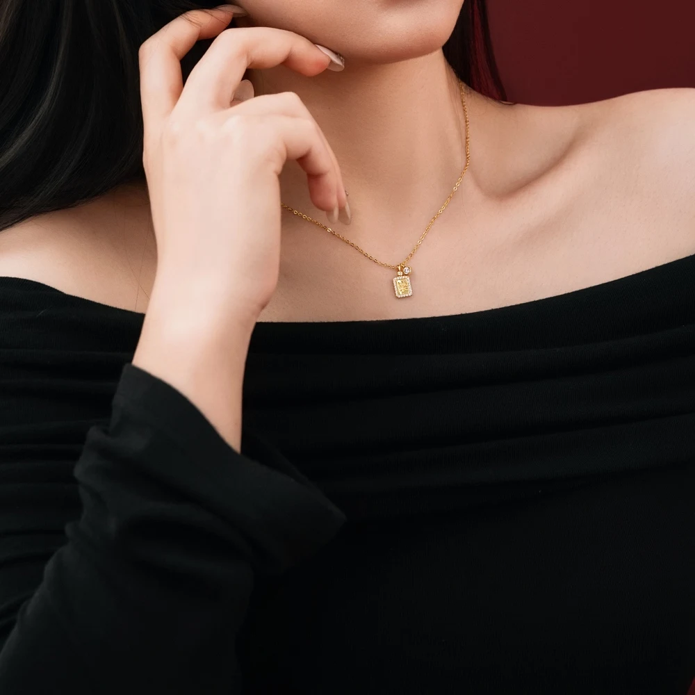 KAKODIY Light Luxury 925 Sterling Silver Chain Necklace 5A Cubic Zirconia Chinese Character Pendant Women's Lucky Jewelry Necklace detail 4