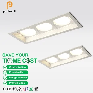 PULUOTI 320mm*138mm*67mm 21W Three-colour 3000K-4000K-6000K Recessed Downlight Telescopic Lamp Holder LED Spot Light