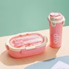 Fiambrera rosa + botella de agua